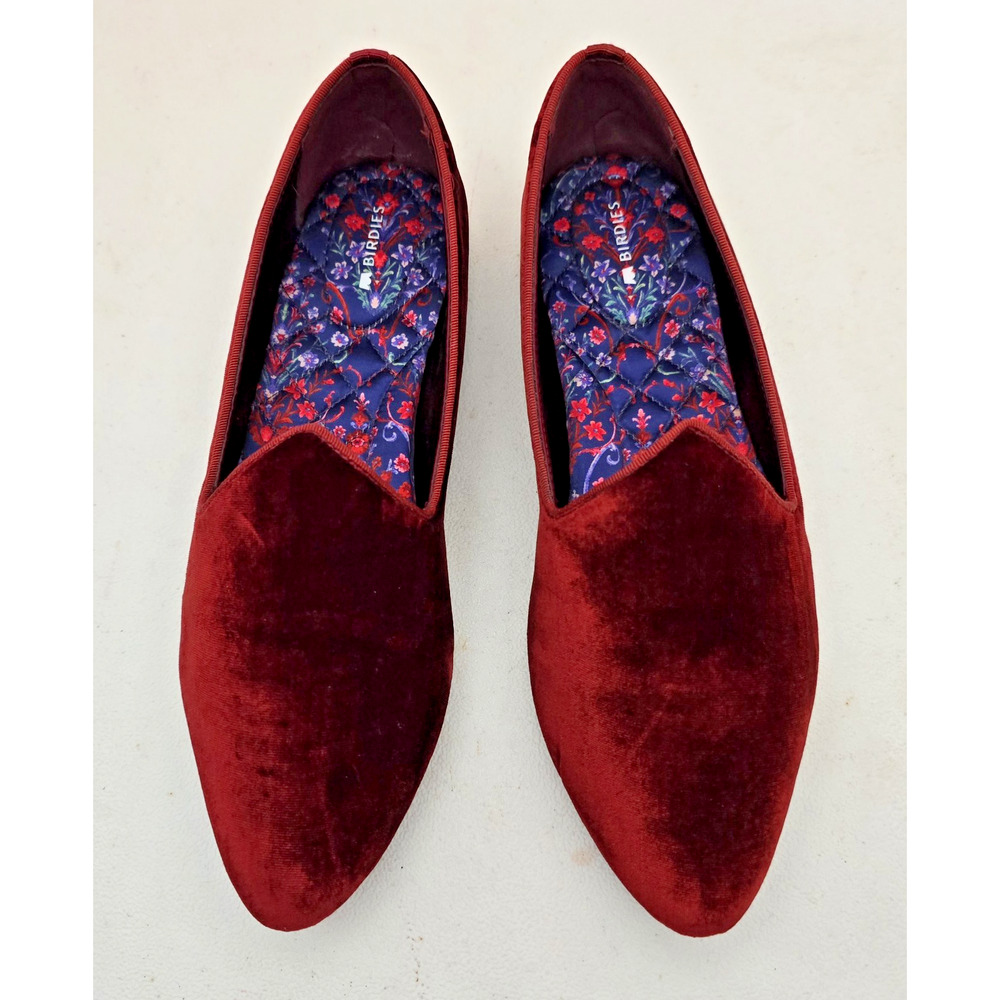 Birdies Womens Heron Flat Red Velvet Slip on Romantic Smoking Loafers US 10 - Picture 4 of 10